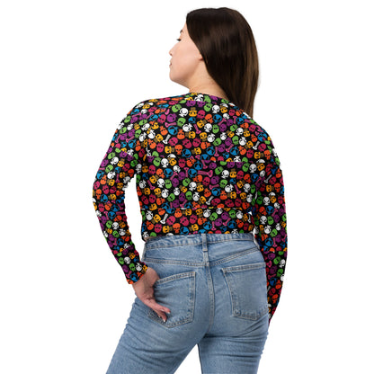 Tipsy Rebel Fruity Skulls long-sleeve crop top