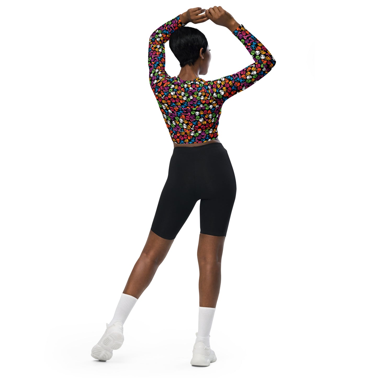 Tipsy Rebel Fruity Skulls long-sleeve crop top