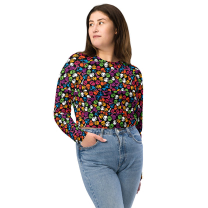 Tipsy Rebel Fruity Skulls long-sleeve crop top