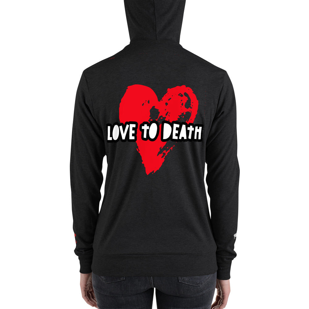 Tipsy Rebel Love to Death Unisex zip hoodie