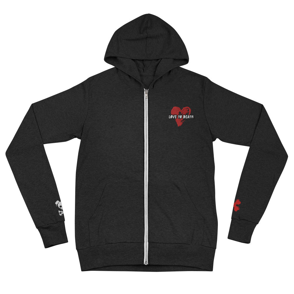 Tipsy Rebel Love to Death Unisex zip hoodie