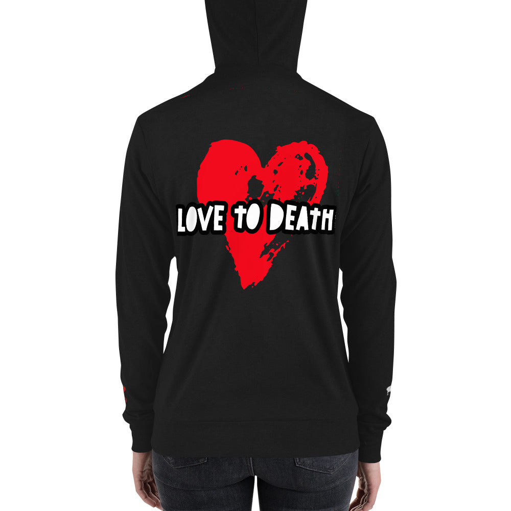 Tipsy Rebel Love to Death Unisex zip hoodie