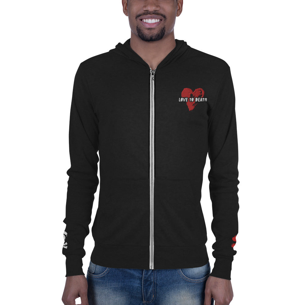 Tipsy Rebel Love to Death Unisex zip hoodie