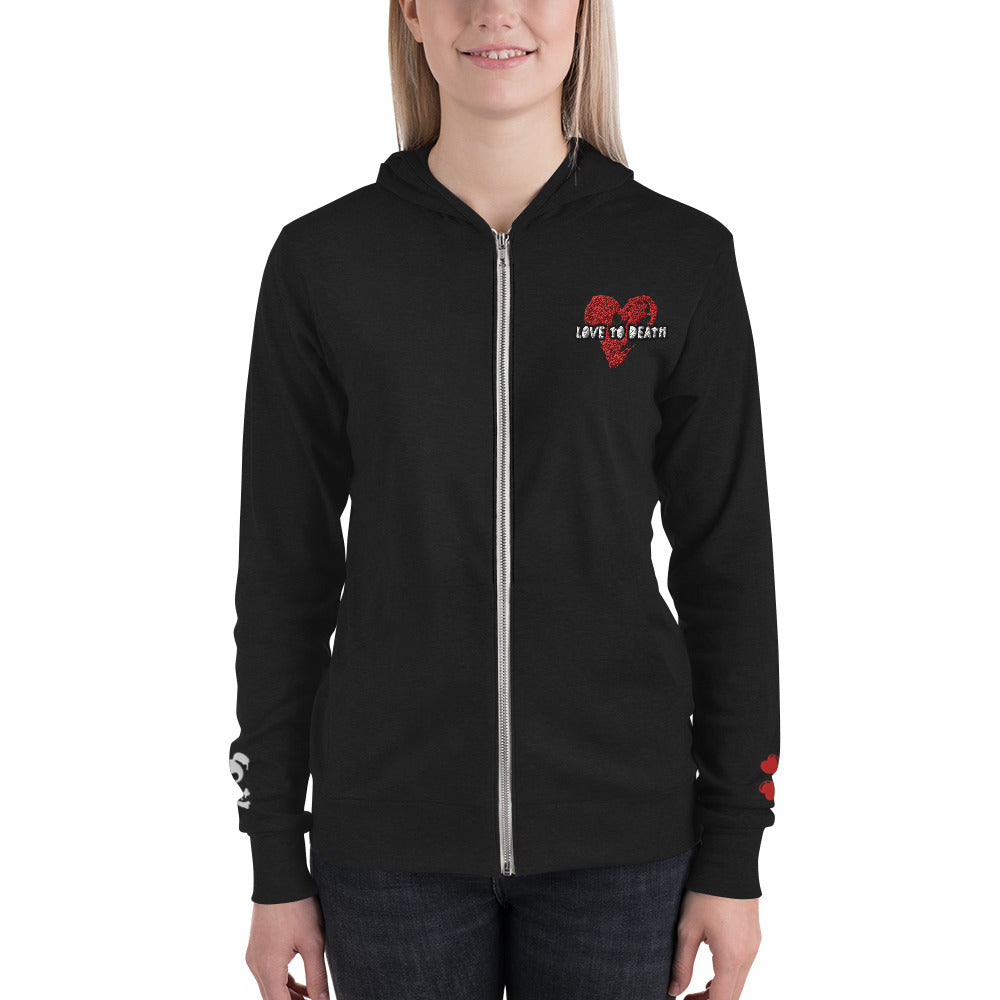 Tipsy Rebel Love to Death Unisex zip hoodie